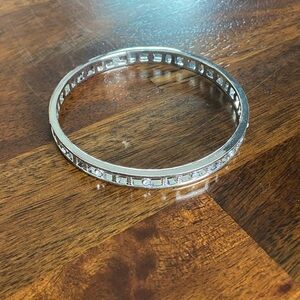 Lia Sophia Silver Crystal-Detail Bangle Bracelet